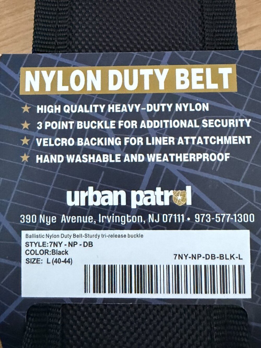 Urban Patrol NWT and Packaging Nylon Ballistic Duty Belt Black Large 40"-44"